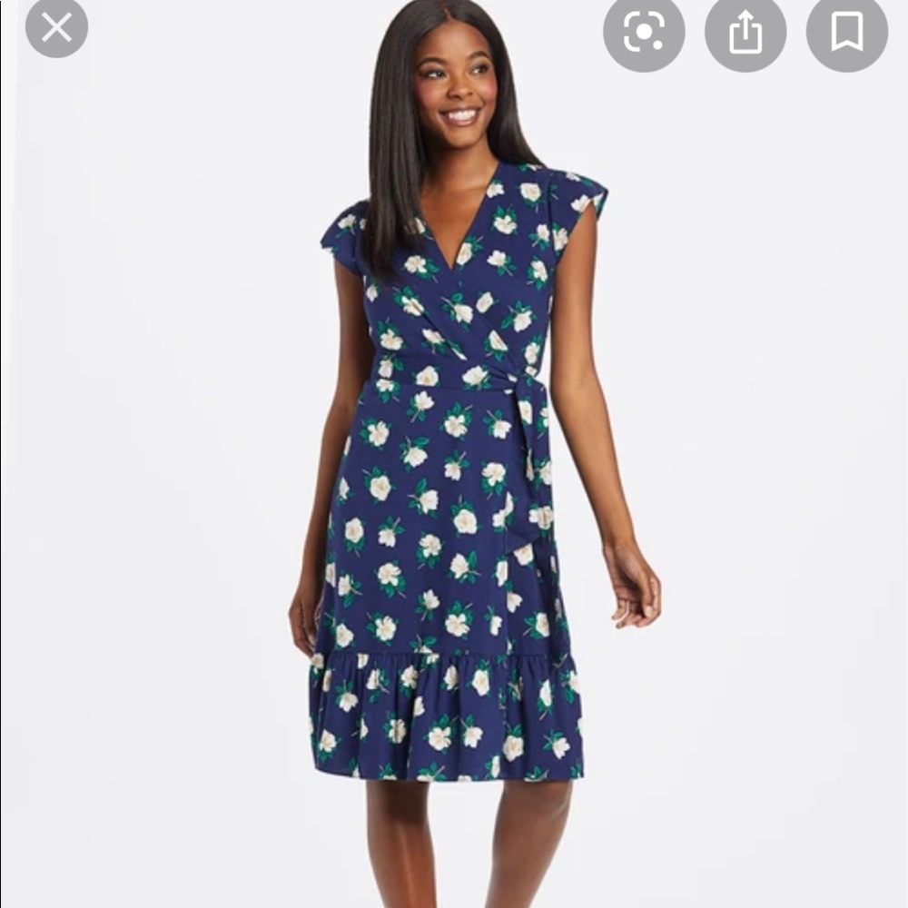 Draper James flutter wrap dress magnolia navy